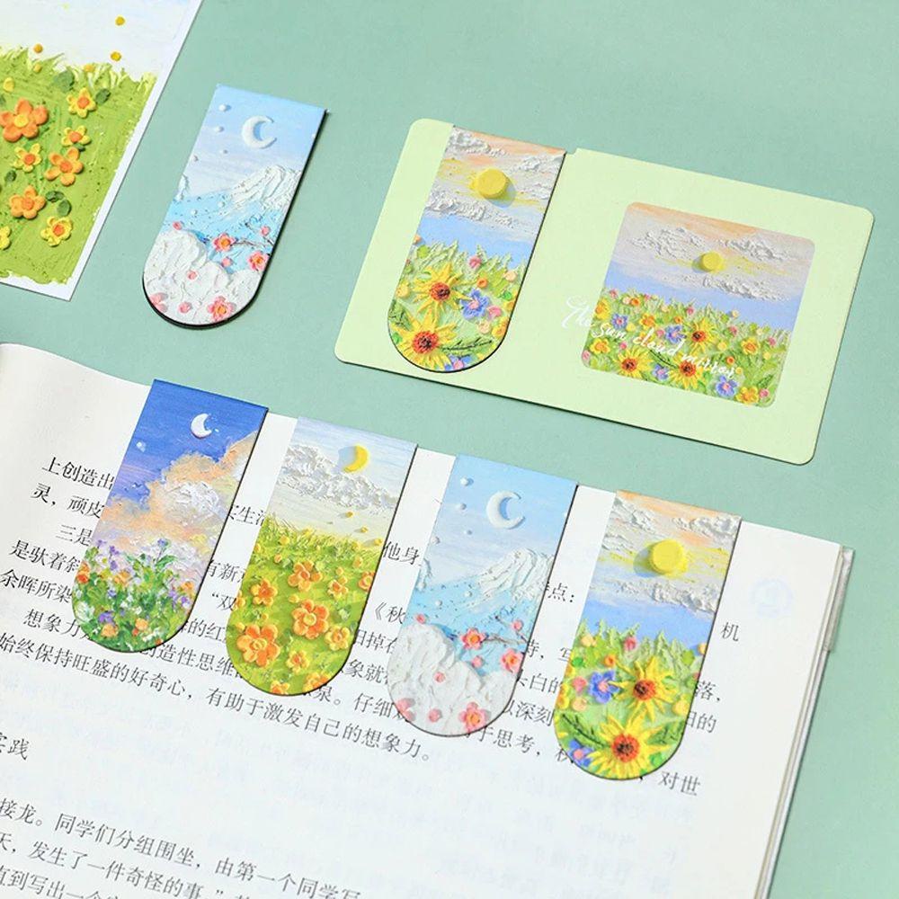 Kẹp Giấy Đánh Dấu Trang Sách Hình Tranh Sơn Dầu Dành Cho Học Sinh