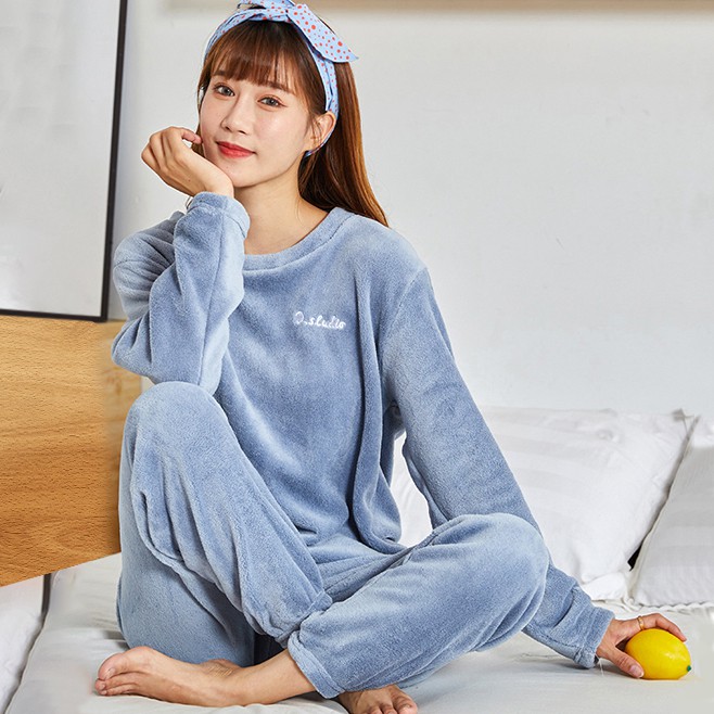 (Loại 1) Bộ đồ ngủ nữ tay dài lót nhung nỉ thời trang mặc nhà mùa đông cho nữ