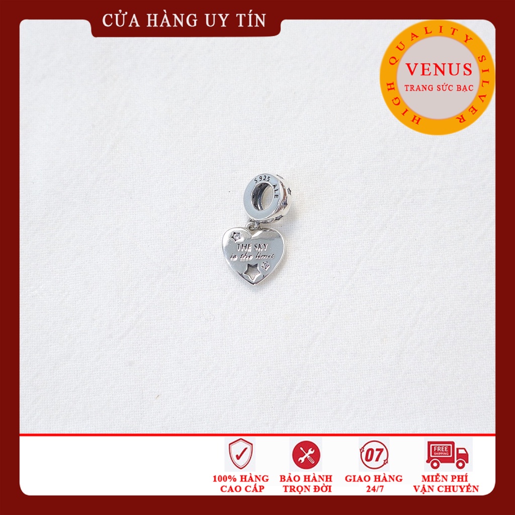 [Charm bạc 925 cao cấp] Charm treo tim You did it- Trang sức bạc Venus