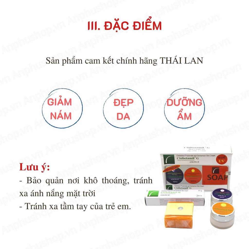 Bộ kem bôi nám tàn nhang cao cấp CLOBETAMIL G 4 In 1 Thái Lan.