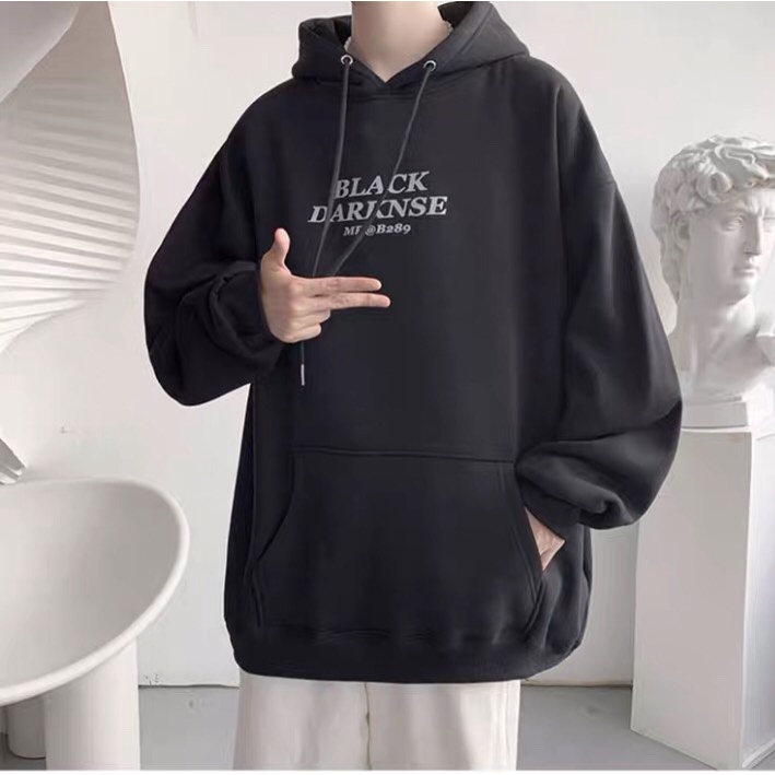 Áo hoodie nam nữ form rộng BLACK DARKNSE phối nón có túi, chất vải nỉ ngoại dày dặn, thiết kế sành điệu cá tính WEDO