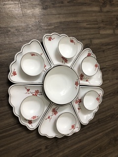 Bộ đồ ăn hoa mặt trời vẽ hoa đào