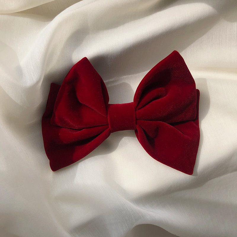 Kẹp Tóc Ruy Băng Màu Đỏ Phong Cách Hàn Quốc