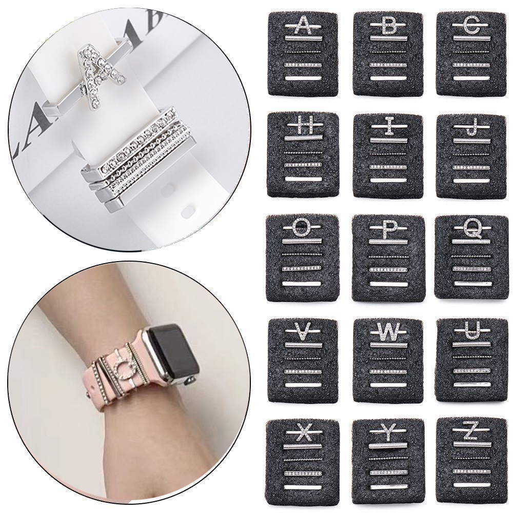 Tự làm Vòng kim loại trang trí cho iwatch Vòng đeo tay mềm Trang trí Chữ A đến Z Vòng đeo tay Quyến rũ cho Đồng hồ Dây đeo Thể thao Phụ kiện Vòng đeo tay