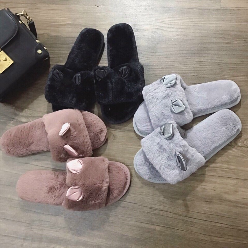 Dép Lông Mang Trong Nhà Dép Đi Trong Nhà chống trơn trượt tai thỏ dễ thương êm chân đế may rất chắc giặt thoải mái luôn
