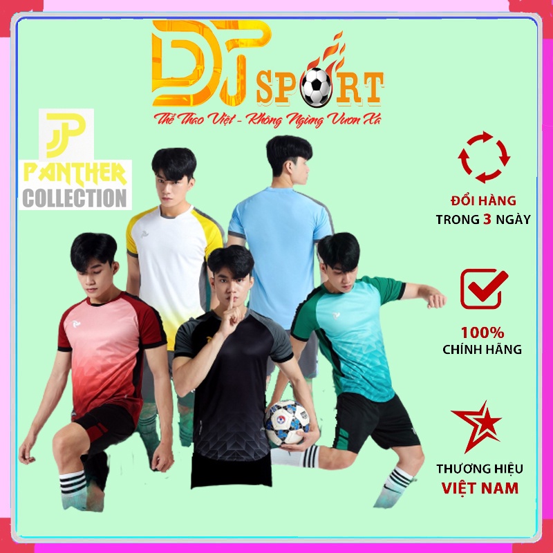 Quần áo bóng đá Just Play Panther, chất liệu vải thun lạnh, vải mè cao cấp mềm mại, thấm hút, thoáng hơi