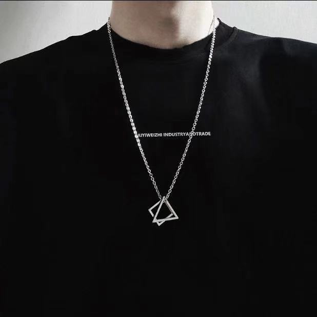 Dây Chuyền Dài Mặt Hình Tam Giác / Vuông Phong Cách Hip Hop Unisex