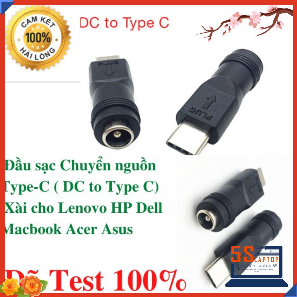 Đầu sạc Chuyển nguồn Type-C ( DC to Type C) xài cho Lenovo HP Dell Macbook Acer Asus