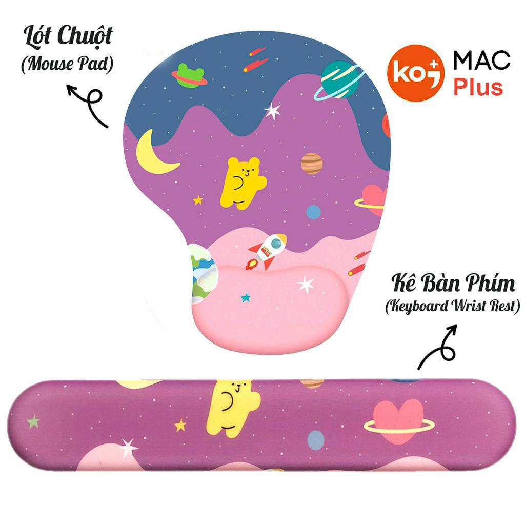 Bộ Lót Chuột Kê Tay Bàn Phím Có Đệm Silicon Galaxy Anime Bear ( Mousepad Cute Girl Mèo Cực Xinh Decor Giá Rẻ Học Sinh )