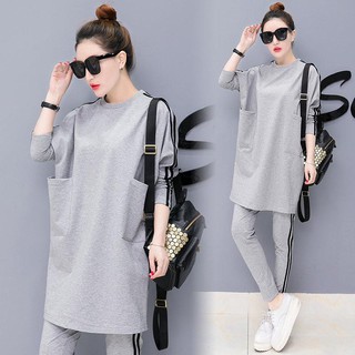 99■Bộ Đồ Thể Thao Dáng Rộng Thời Trang Mùa Thu Hàn Quốc 2019 Giản Dị Dành Cho Nữ