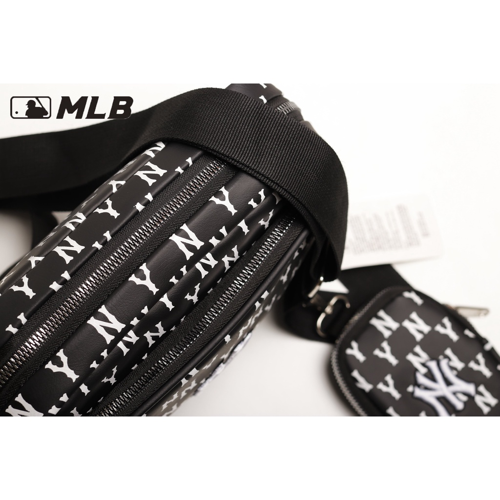 Túi đeo chéo MLB NY  da si chuẩn hãng, họa tiết mono, logo thêu