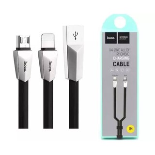 Cáp Sạc HOCO X4, 2 Đầu Cổng Lightning Cho Iphone Và Micro