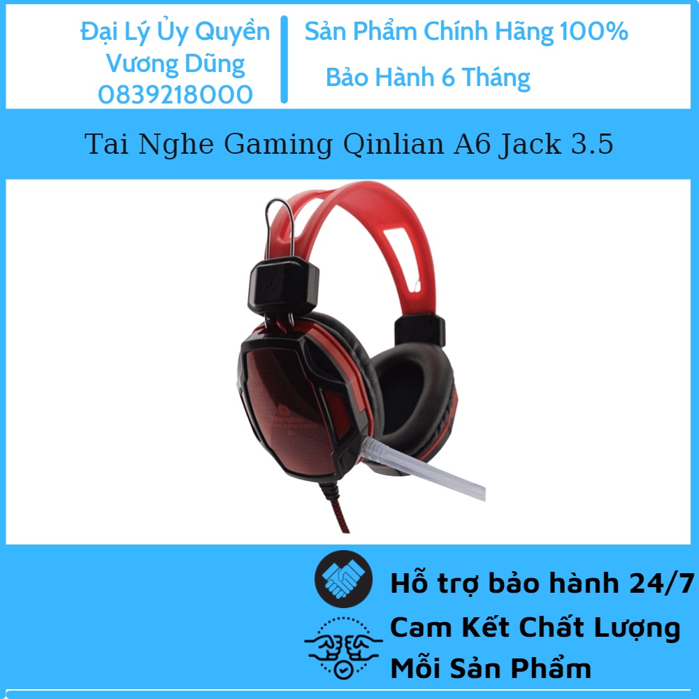 Tai Nghe Gaming Qinlian A6 Jack 3.5 - Tai nghe Có Mic Bắt Giọng Cực Tốt - Âm Thanh Sống Động - Bảo hành 12 tháng