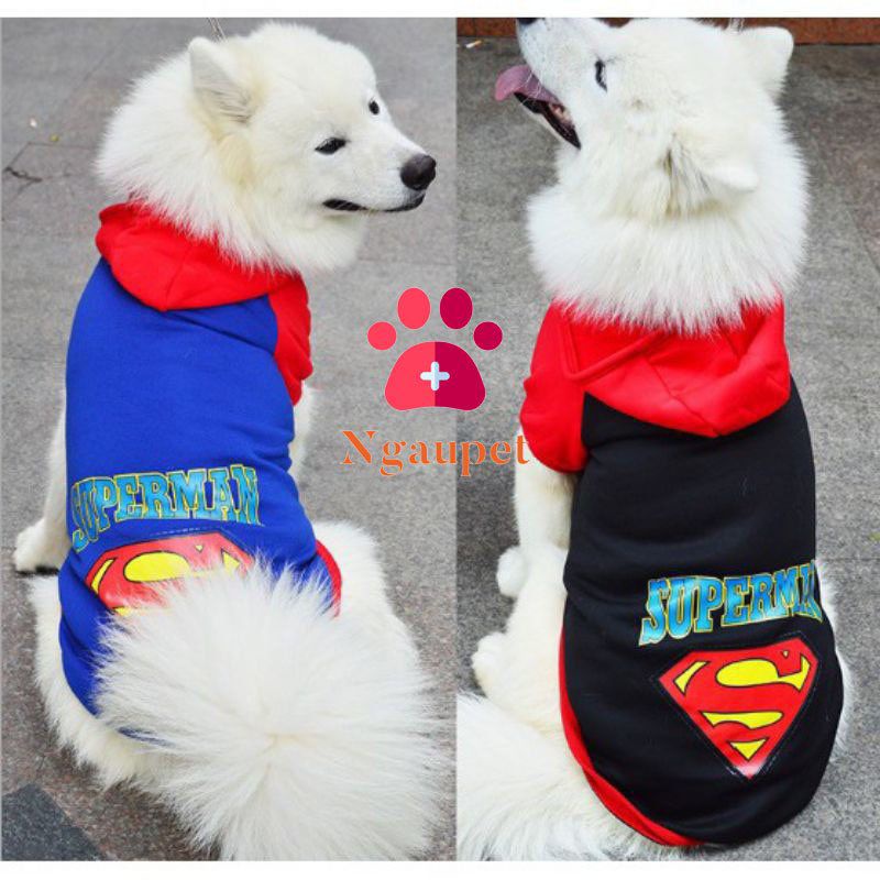Áo cho chó lớn husky, golden, Alaska, Samoyed - Quần áo cho chó thú cưng in hình Siêu nhân SUPERMAN full size S đến 7XL