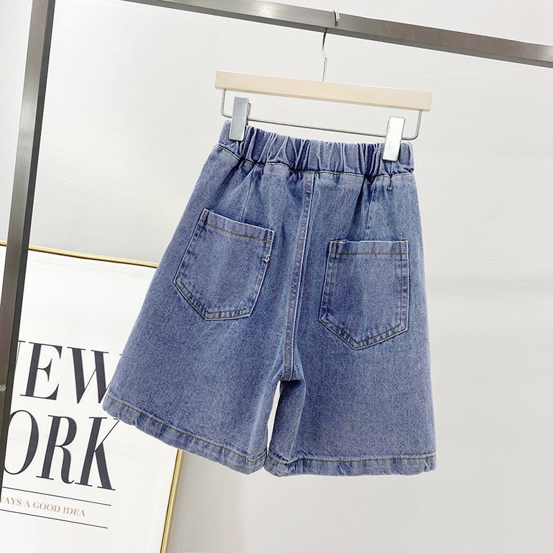 Quần Short Denim Dáng Rộng Thời Trang Mùa Hè 2022 Mới Mẻ Cho Bé Gái