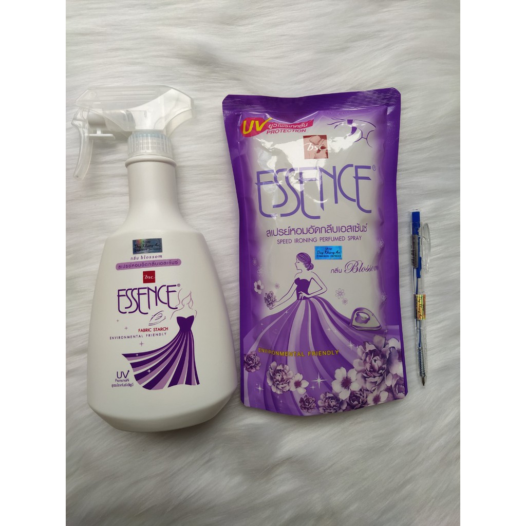 Combo (chai &amp; túi) xịt ủi quần áo Essence Tím nhập khẩu chính hãng