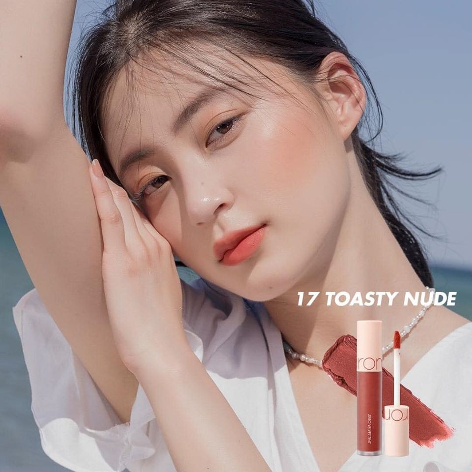 (CAM KẾT AUTH, TEM HIDDEN TAG) Son Kem Lì Romand Zero Velvet Tint màu 17 Toasty Nude