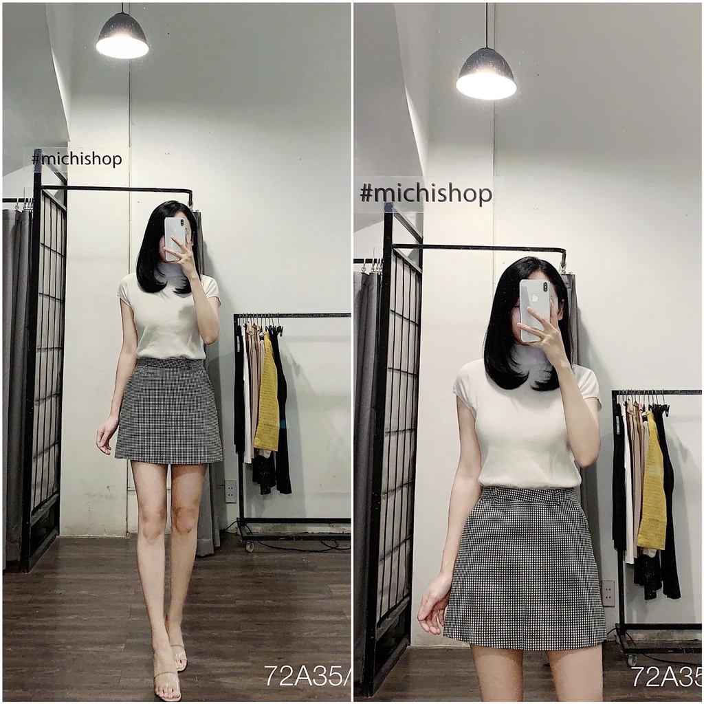 Quần váy kẻ caro đen trắng - 84Q02