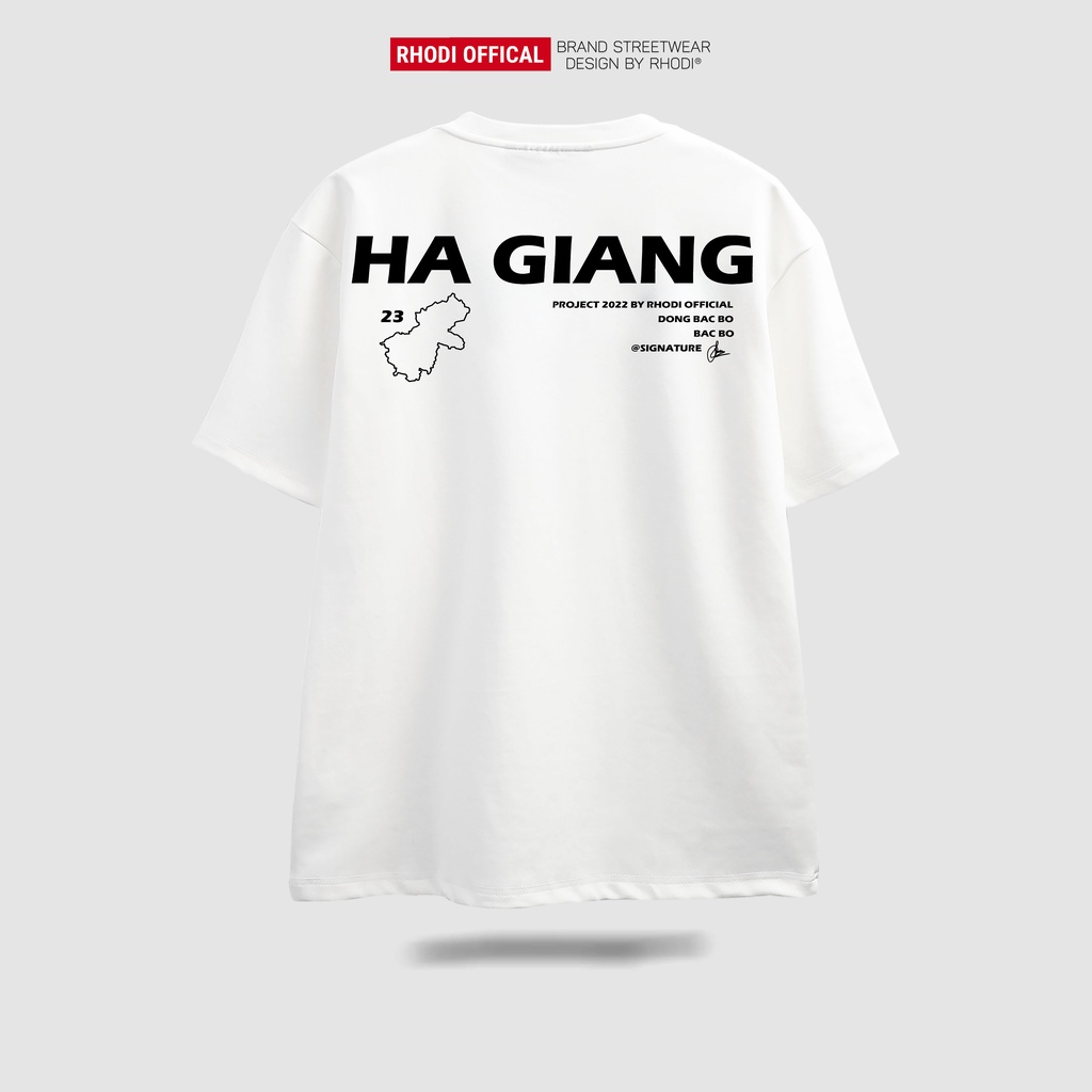 Áo thun local brand RHODI phông cổ tròn tay lỡ unisex nam nữ thế hệ genz Text Hà Giang