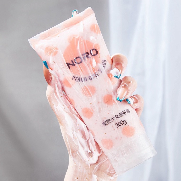 Kem tẩy da chết body đào Noro 200g dạng tuýp nội địa trung Peach Clear Body Scrub NTTBC3