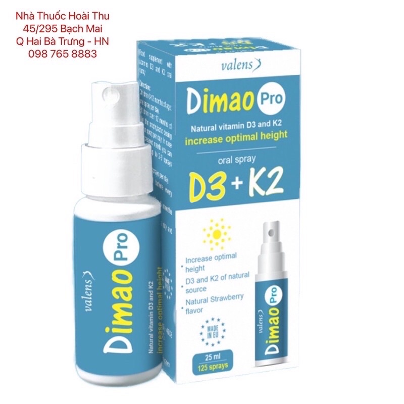 Dimao Pro D3K2 - Bổ sung Vitamin D3 K2 dạng xịt ,giúp tăng hấp thụ Canxi