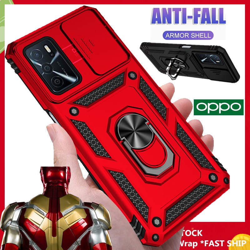Ốp Điện Thoại Cứng Kiểu Giáp Kèm Giá Đỡ Nhẫn Bằng Kim Loại Cho OPPO A16 OPPO A54 4G OPPO A74 4G OPPO A94 4G