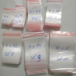 50 chiếc túi zip chỉ đỏ mini đựng phụ kiện - Số 4 đến số 10