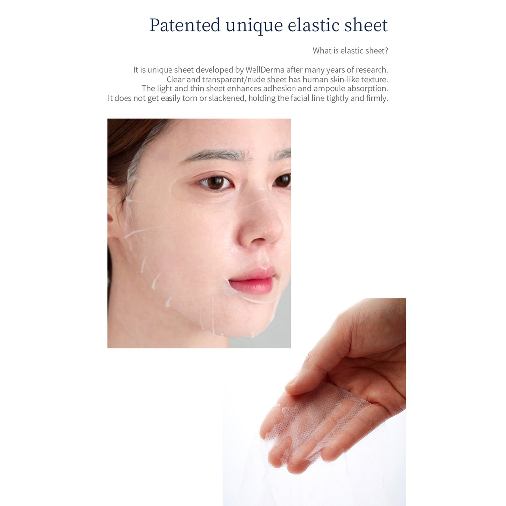 Mặt nạ tinh chất tiểu phân tử collagen biển cao cô đặc Wellderma Sapphire Collagen Impact Hydro Essential Mask 10ea/1Box