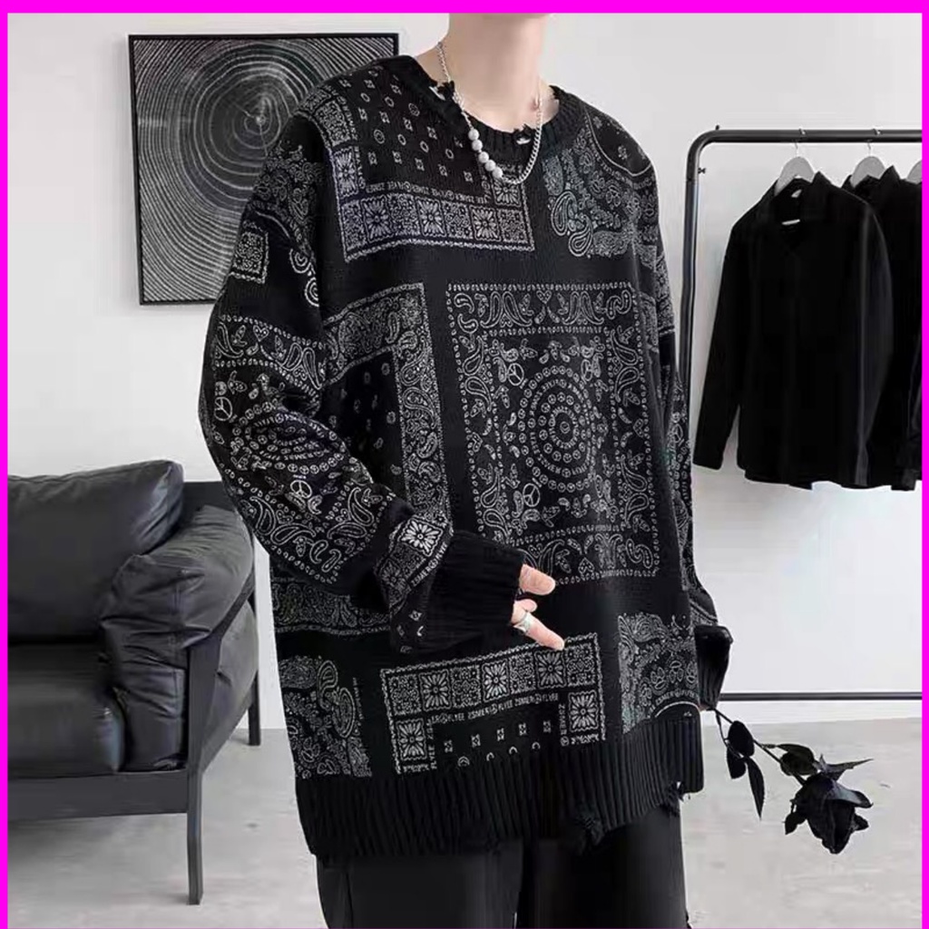 Áo len nam đan hoa văn thổ cẩm độc đáo phá cách 2021