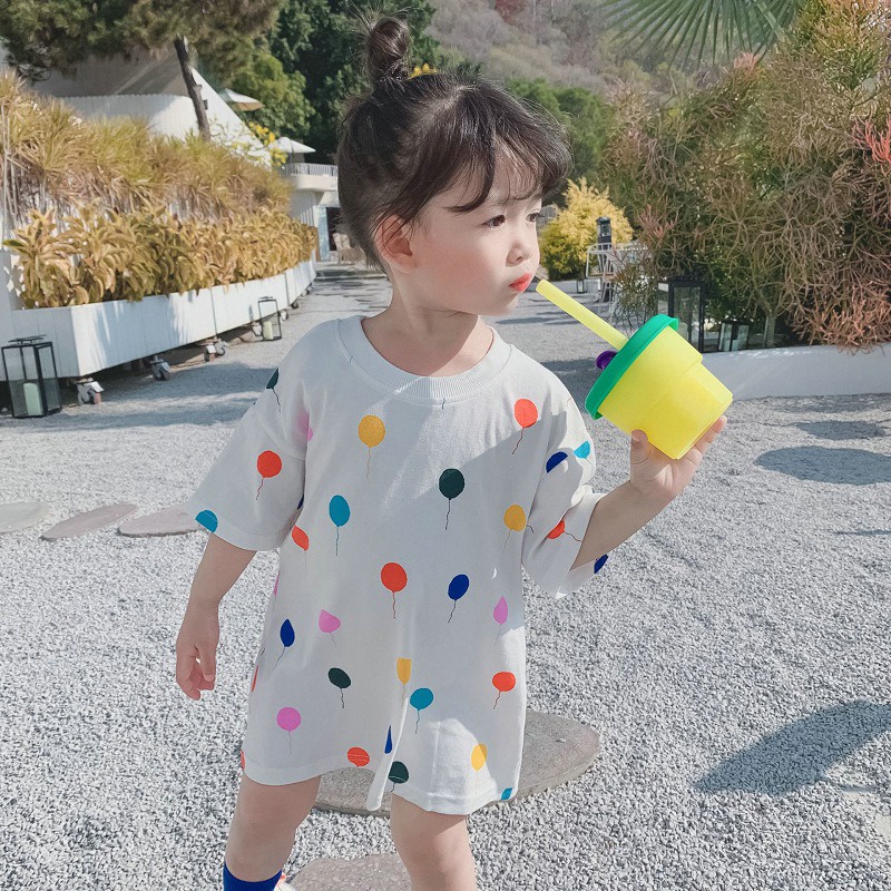 Đầm Bé Gái Đầm Công Chúa Mùa Hè Tay Ngắn Họa Tiết Chấm Bi Se7en Phong Cách Hàn Quốc Cho Bé Gái