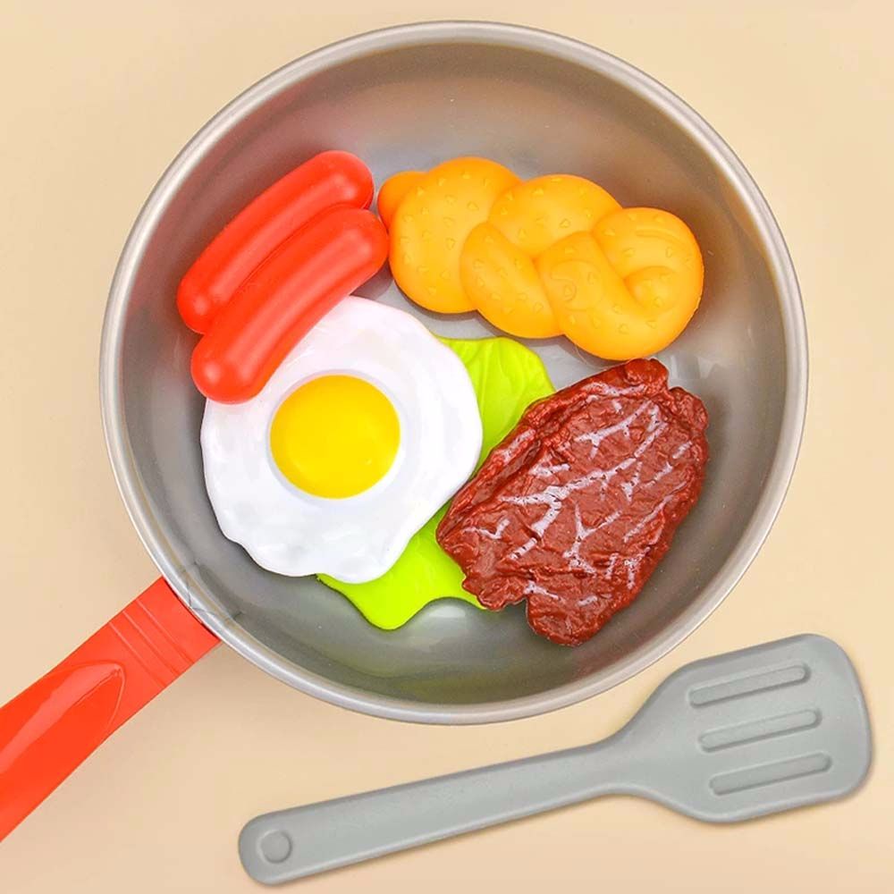 Bộ đồ chơi nấu ăn trứng chiên xúc xích rau củ và chảo màu sắc