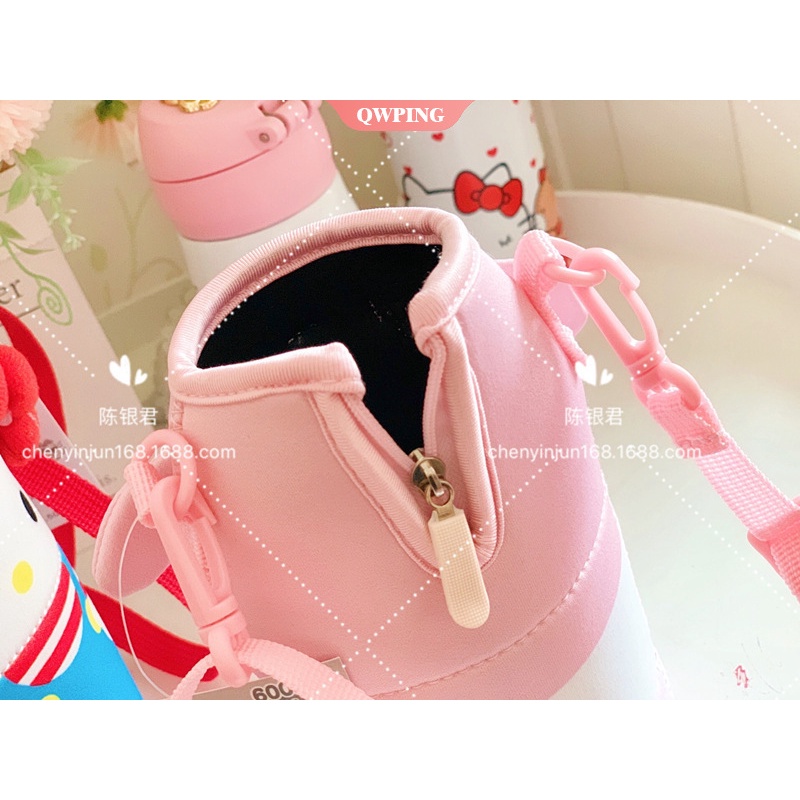 Sanrio Bộ Túi Đeo Vai Đựng Bình Nước Giữ Nhiệt In Họa Tiết Hoạt Hình Cinnamoroll My Melody Mèo Kuromi Dễ Thương