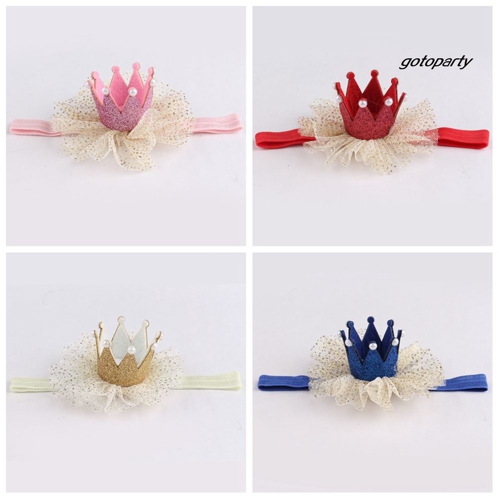 Băng Đô Cài Tóc Hình Vương Miện Phối Ren Dễ Thương Cho Bé Gái