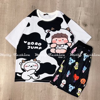 Set đồ bộ áo thun unisex và quần short ống rộng chất cotton freesize thoáng mát Chill Shop