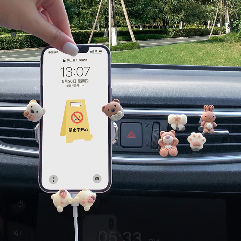 Giá Đỡ Điện Thoại Gắn Lỗ Thông Gió Xe Hơi Kiểu Dáng Hoạt Hình Dễ Thương