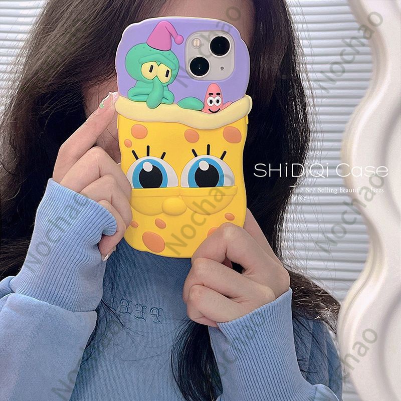 Phù Hợp Ốp Điện Thoại Silicon In Hình SpongeBob Cho Iphone 14 pro max 13 Promax 12 11 14promax