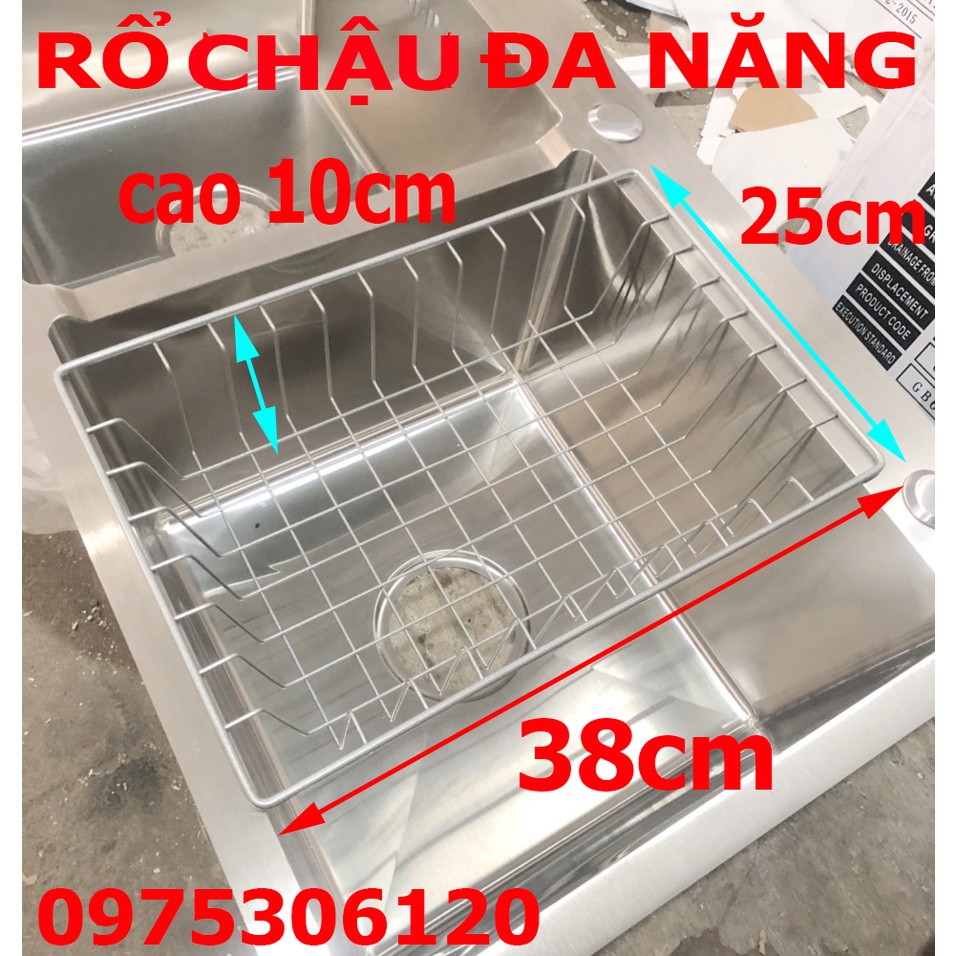 Rổ Đa Năng đựng bát đĩa hoa quả thực phẩm, rổ rộng to chắc chắn gác lên bồn rửa chén, rổ lưới đen và trắng