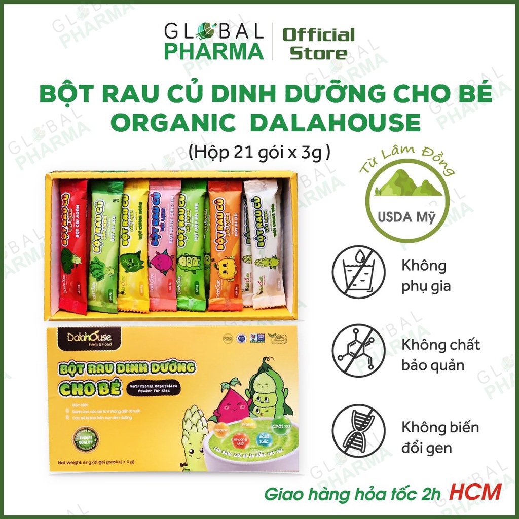 Combo Bột Rau Dinh Dưỡng Ăn Dặm Cho Bé Dalahouse (Hộp 21 gói x 7 vị) - 100% Tự Nhiên, An Toàn,Thơm Ngon, Dễ sử dụng