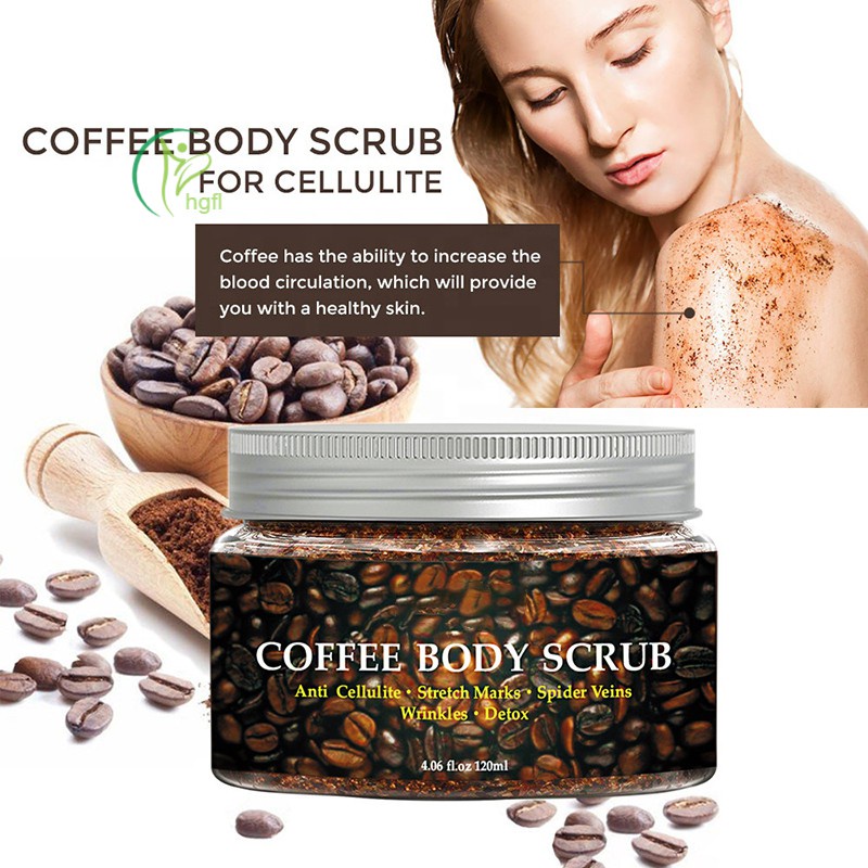 hgFl Coffee Body Scrub Cream Exfoliating Whitening Dead Sea Salt Anti-Cellulite Moisturizing Skin Tightening