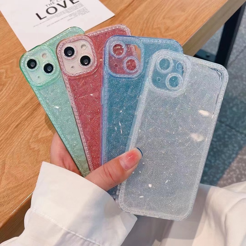 Ốp Điện Thoại Mềm Trong Suốt Chống Sốc Họa Tiết Kim Cương Cho iPhone 11 12 13 Pro Max XS X XR 7 8 plus