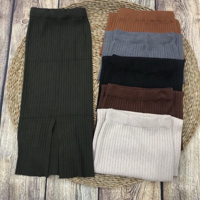 Chân váy len dáng dài midi xẻ sau | BigBuy360 - bigbuy360.vn