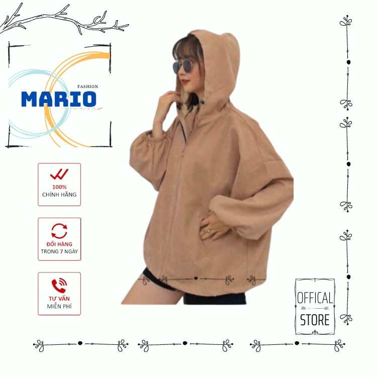 Áo Khoác Kaki Nhung Chống Nắng Có Dây Kéo From Rộng Phong Cách Hàn Quốc MARIO-029