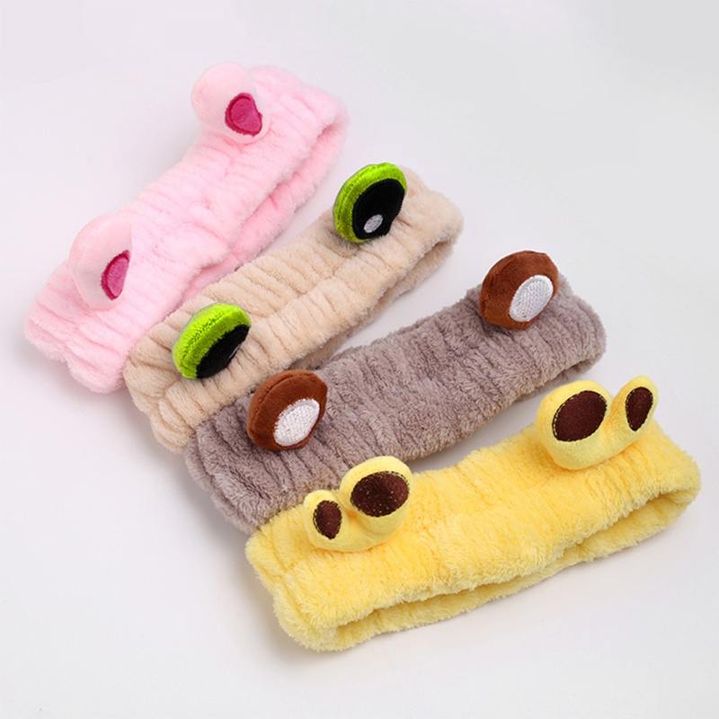 Băng Đô Vải Lông Co Giãn Kiểu Tai Thú Hoạt Hình / Trái Cây Dễ Thương Dùng Khi Rửa Mặt / Trang Điểm