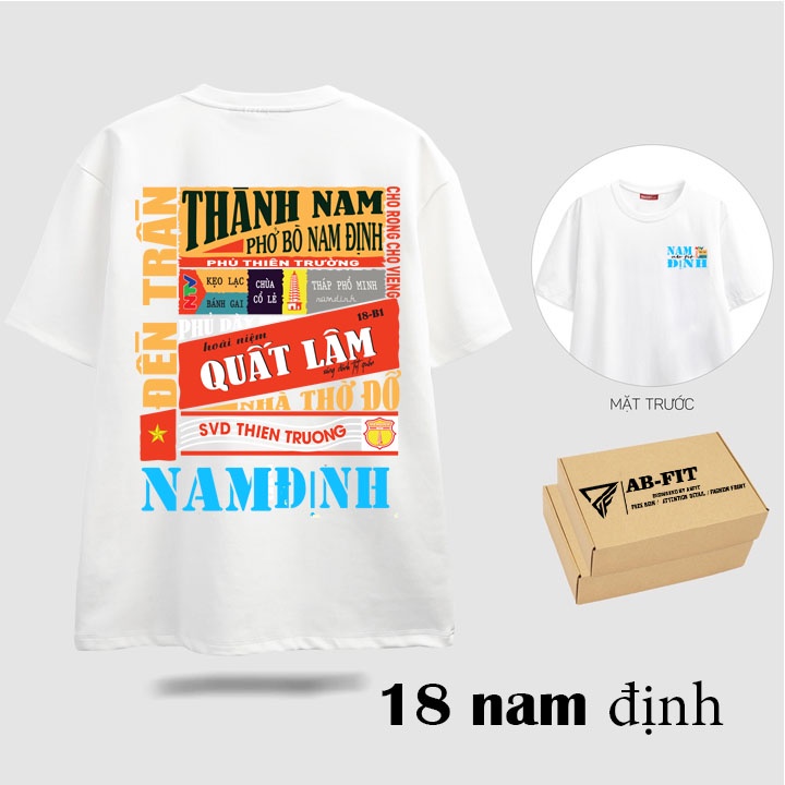 Áo thun nam nữ tay lỡ 18 Nam Định unisex áo phông ABFIT Hà Nội dáng form rộng tee basic đẹp