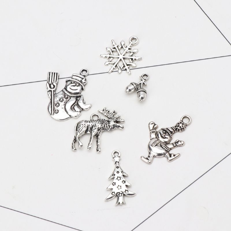 Set 6 mặt Vòng cổ bạc phong cách giáng sinh DIY