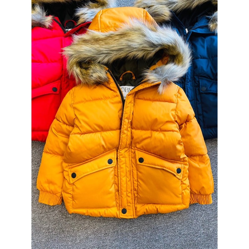 Áo phao parka Zara cổ lông có thể tháo rời 1-5Y