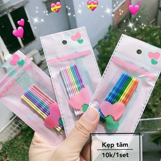 Kẹp tóc tăm cầu vồng vỉ 5 chiếc siêu xinh ( nấm rơm shop)