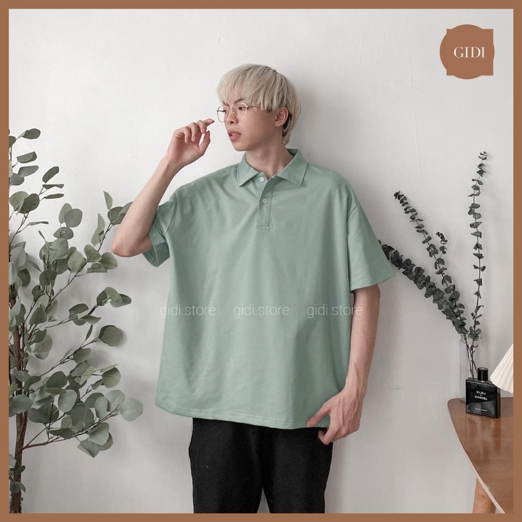 Áo POLO trơn tay lỡ BASIC form rộng OVERSIZE Nam Nữ Unisex áo phông cổ bẻ vải thun da cá tici dày dặn, không nhăn