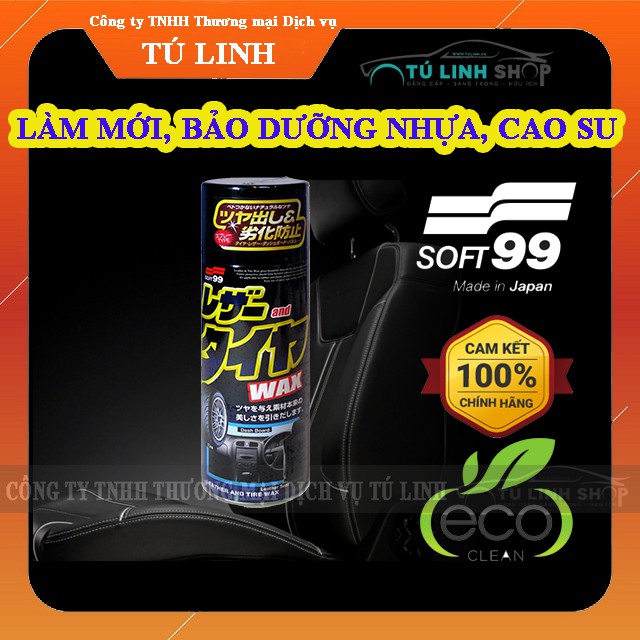 Chai xịt làm mới và bảo dưỡng Nhựa, Cao su ô tô LEATHER TIRE WAX - SOFT99 (JAPAN)