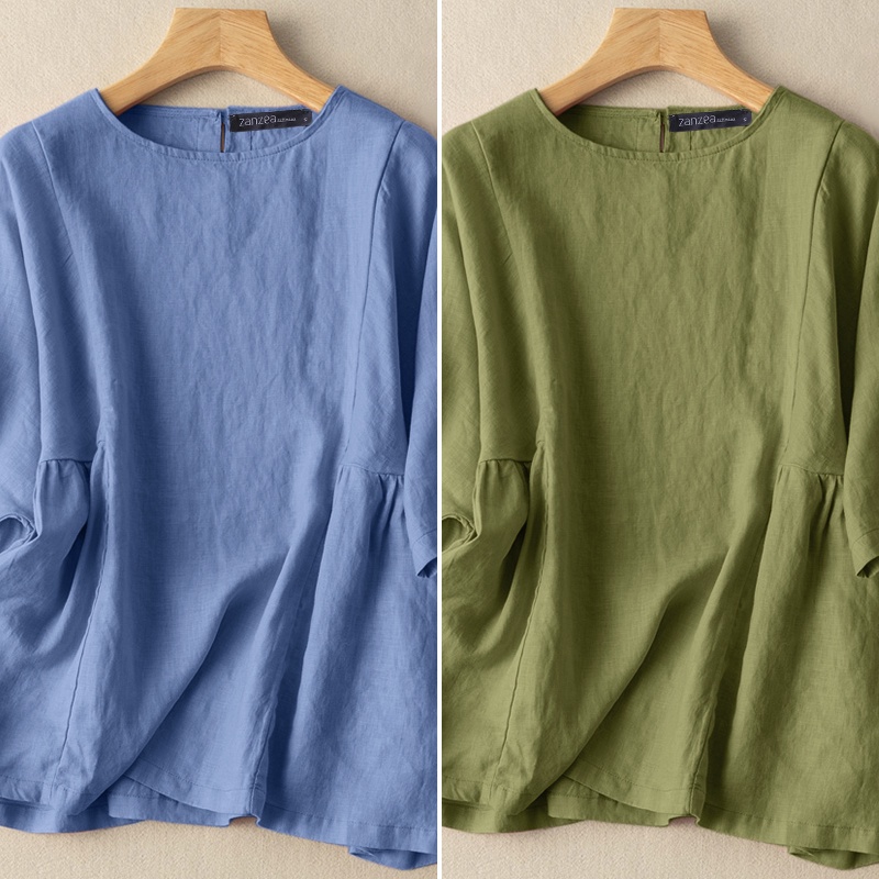 Zanzea Áo Thun Nữ Tay Lửng Dáng Rộng Phong Cách Vintage